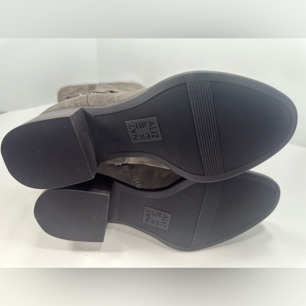 NWT - Naturalizer Wide Foot Wide Calf Tall Shaft Suede Boots - Steel Gray - Picture 10 of 11